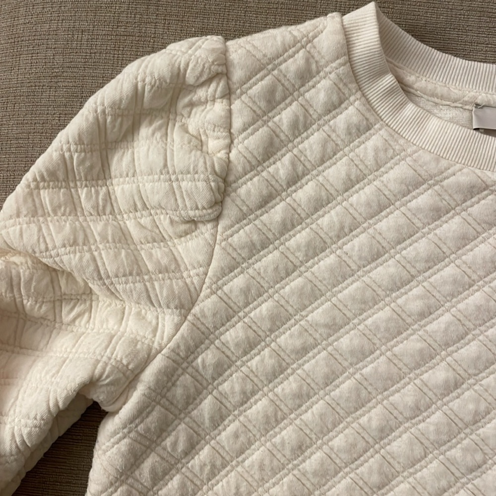 Loft polyester cotton quilted pattern puff sleeve… - image 4